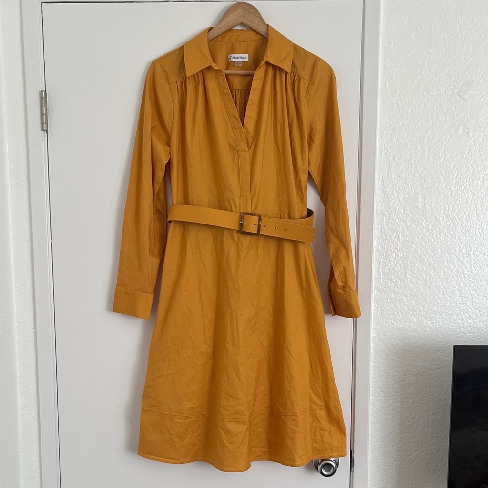 Calvin Klein Mustard Long Sleeve Dress
